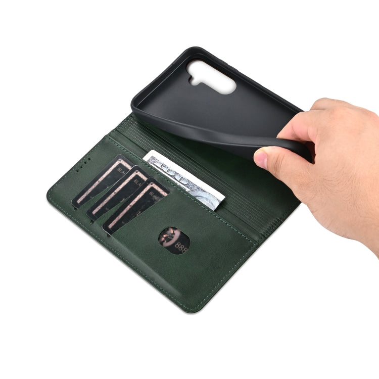For Samsung Galaxy S24 5G AZNS Magnetic Calf Texture Flip Leather Phone Case(Dark Green) - HoMEdemic™ 
