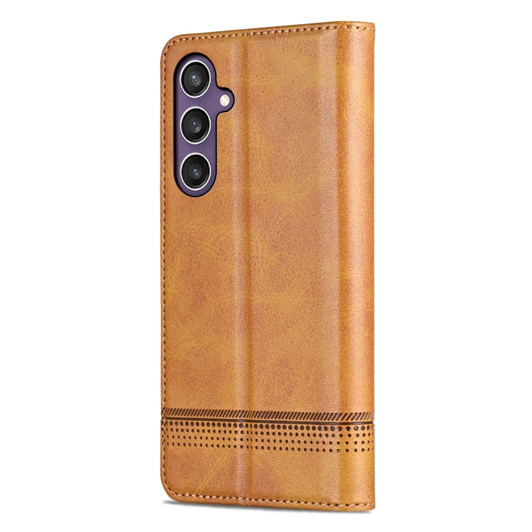 For Samsung Galaxy S24 5G AZNS Magnetic Calf Texture Flip Leather Phone Case(Light Brown) - HoMEdemic™ 