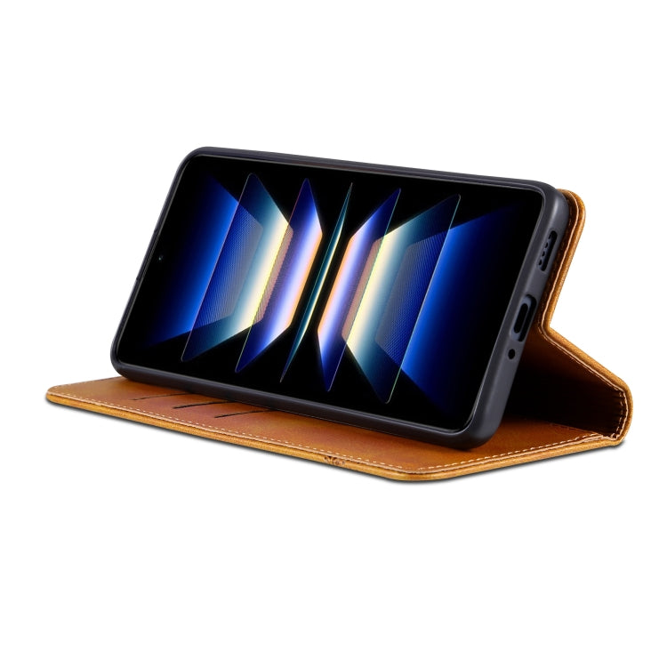For Samsung Galaxy S24 5G AZNS Magnetic Calf Texture Flip Leather Phone Case(Light Brown) - HoMEdemic™ 