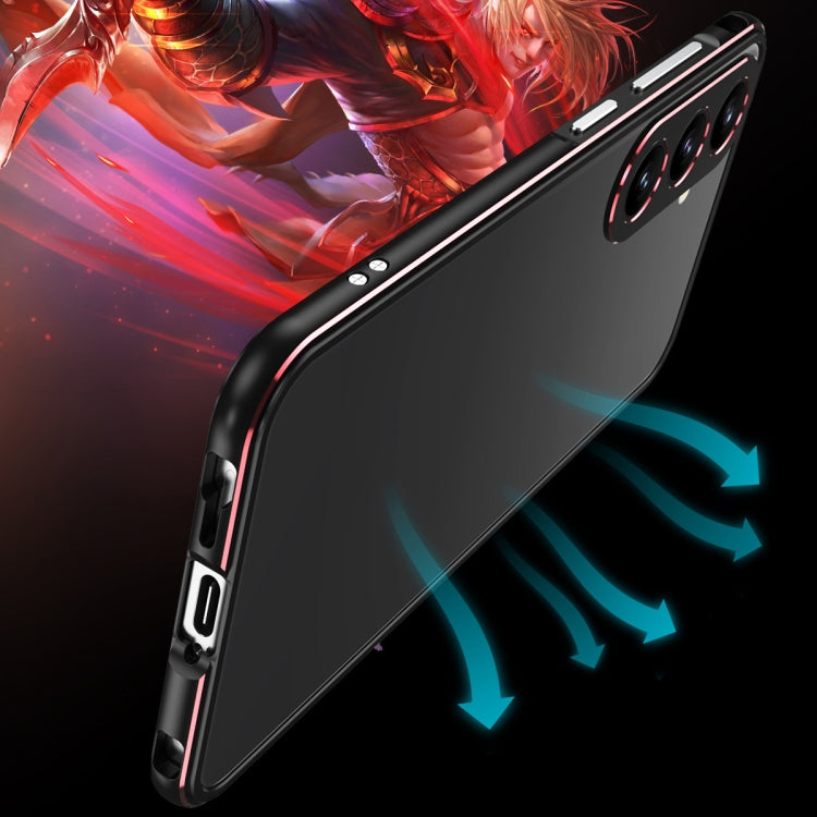 For Samsung Galaxy S24 5G Aurora Series Lens Protector + Metal Frame Phone Case(Black Red) - HoMEdemic™ 