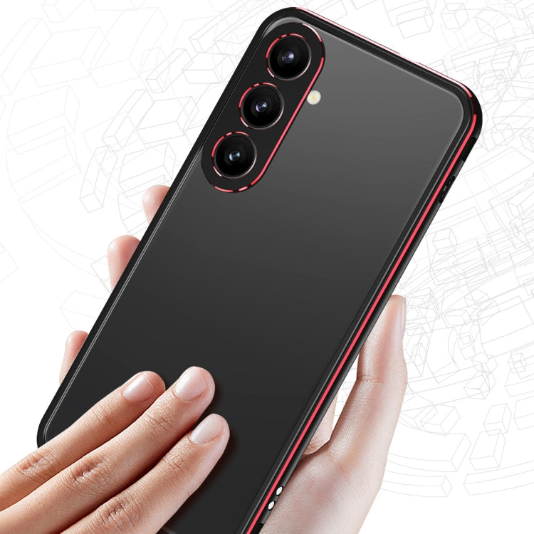 For Samsung Galaxy S24 5G Aurora Series Lens Protector + Metal Frame Phone Case(Black Red) - HoMEdemic™ 