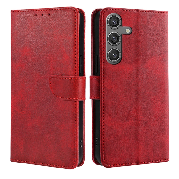 For Samsung Galaxy S24 5G Calf Texture Buckle Flip Leather Phone Case(Red) - HoMEdemic™ 