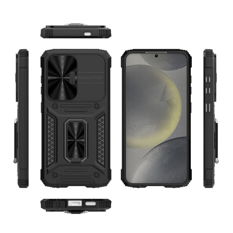 For Samsung Galaxy S24 5G Camshield Robot TPU Hybrid PC Phone Case(Black) - HoMEdemic™ 