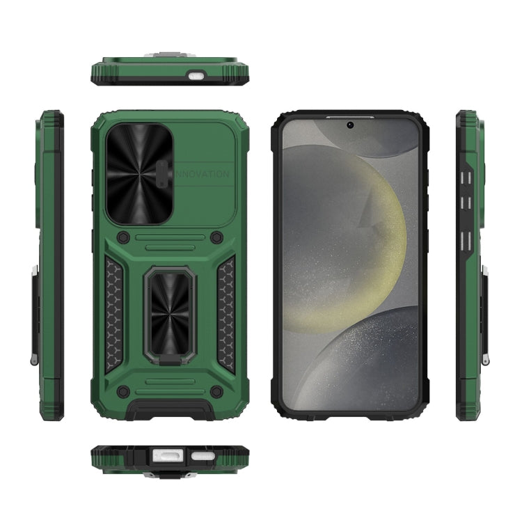 For Samsung Galaxy S24 5G Camshield Robot TPU Hybrid PC Phone Case(Green) - HoMEdemic™ 