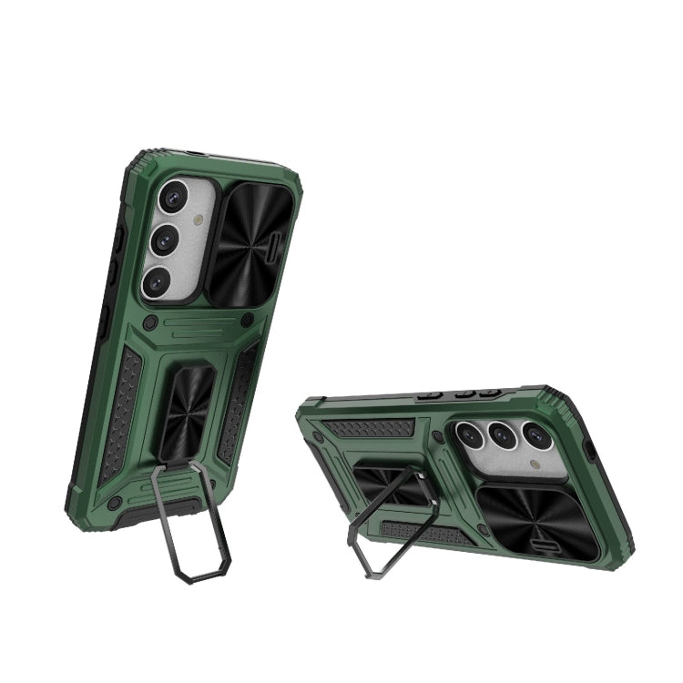 For Samsung Galaxy S24 5G Camshield Robot TPU Hybrid PC Phone Case(Green) - HoMEdemic™ 