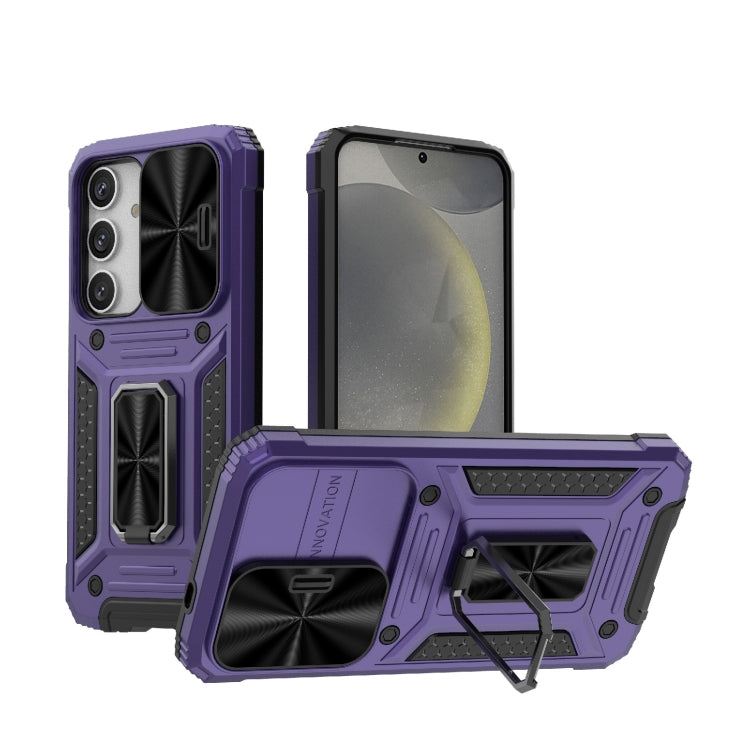 For Samsung Galaxy S24 5G Camshield Robot TPU Hybrid PC Phone Case(Purple) - HoMEdemic™ 