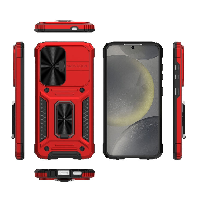 For Samsung Galaxy S24 5G Camshield Robot TPU Hybrid PC Phone Case(Red) - HoMEdemic™ 