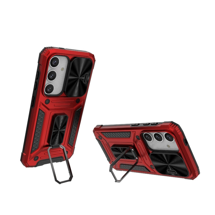 For Samsung Galaxy S24 5G Camshield Robot TPU Hybrid PC Phone Case(Red) - HoMEdemic™ 