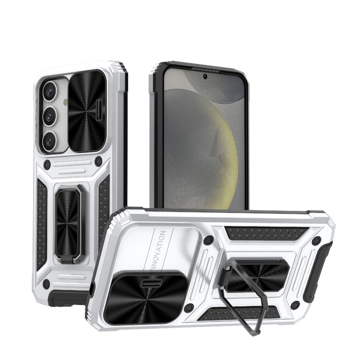 For Samsung Galaxy S24 5G Camshield Robot TPU Hybrid PC Phone Case(Silver) - HoMEdemic™ 