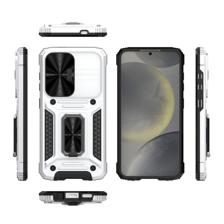 For Samsung Galaxy S24 5G Camshield Robot TPU Hybrid PC Phone Case(Silver) - HoMEdemic™ 