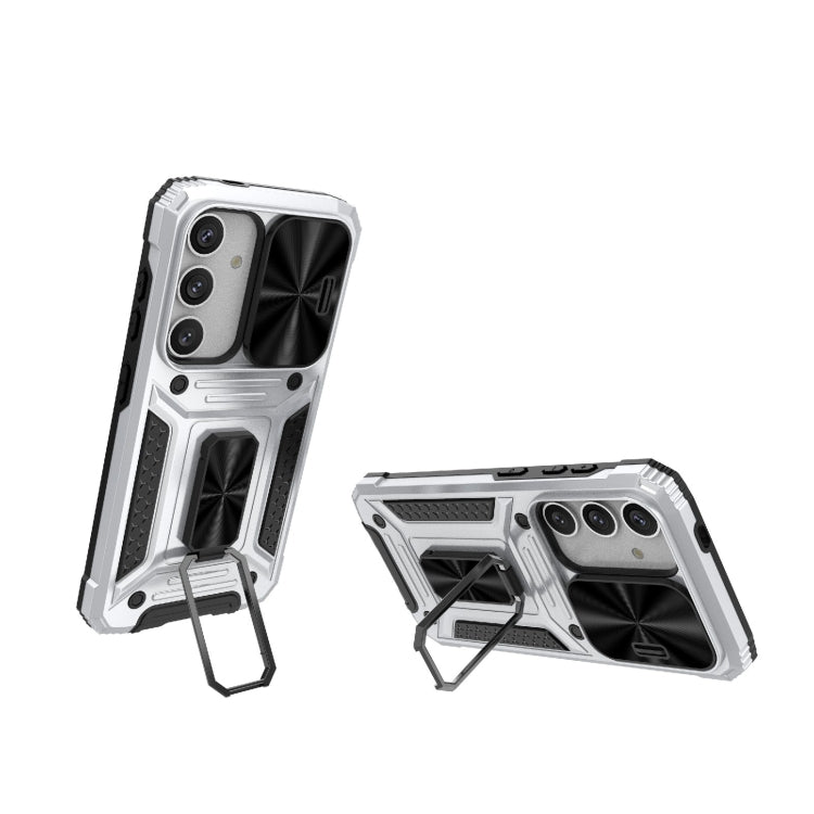 For Samsung Galaxy S24 5G Camshield Robot TPU Hybrid PC Phone Case(Silver) - HoMEdemic™ 