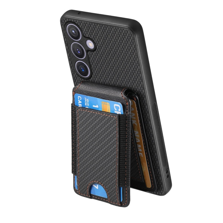 For Samsung Galaxy S24 5G Carbon Fiber Vertical Flip Wallet Stand Phone Case(Black) - HoMEdemic™ 