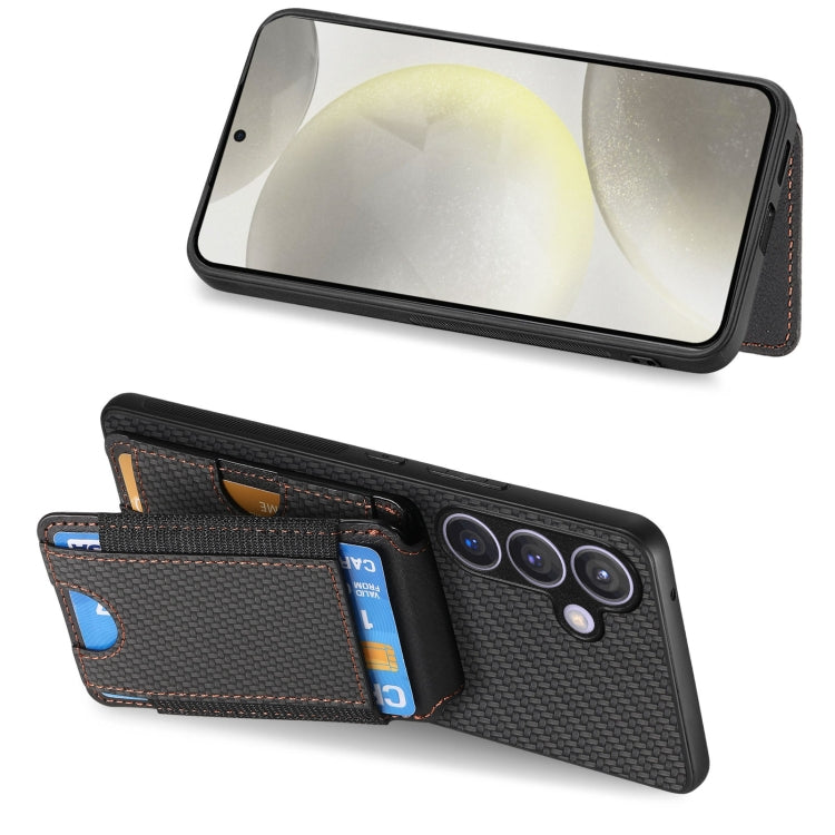 For Samsung Galaxy S24 5G Carbon Fiber Vertical Flip Wallet Stand Phone Case(Black) - HoMEdemic™ 