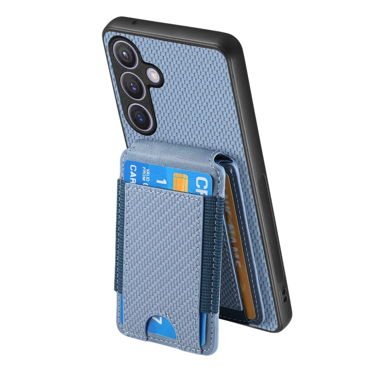 For Samsung Galaxy S24 5G Carbon Fiber Vertical Flip Wallet Stand Phone Case(Blue) - HoMEdemic™ 
