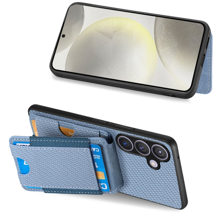 For Samsung Galaxy S24 5G Carbon Fiber Vertical Flip Wallet Stand Phone Case(Blue) - HoMEdemic™ 