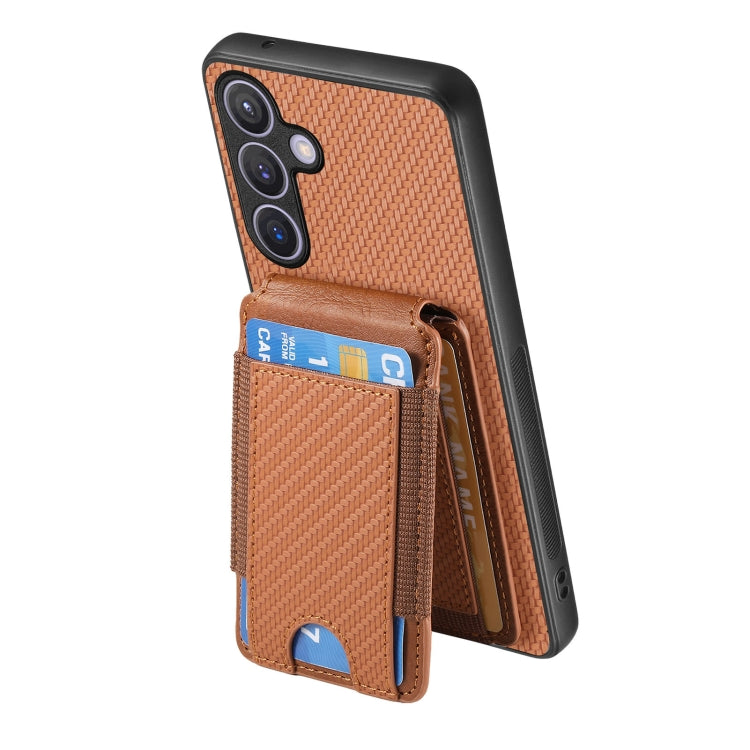 For Samsung Galaxy S24 5G Carbon Fiber Vertical Flip Wallet Stand Phone Case(Brown) - HoMEdemic™ 