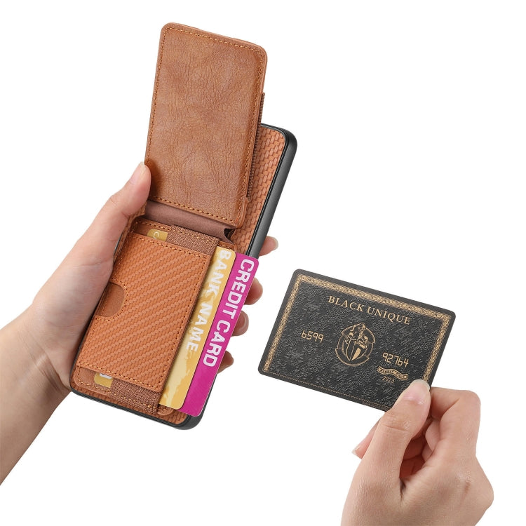 For Samsung Galaxy S24 5G Carbon Fiber Vertical Flip Wallet Stand Phone Case(Brown) - HoMEdemic™ 