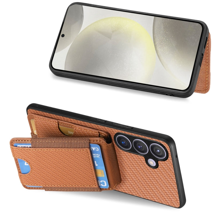For Samsung Galaxy S24 5G Carbon Fiber Vertical Flip Wallet Stand Phone Case(Brown) - HoMEdemic™ 