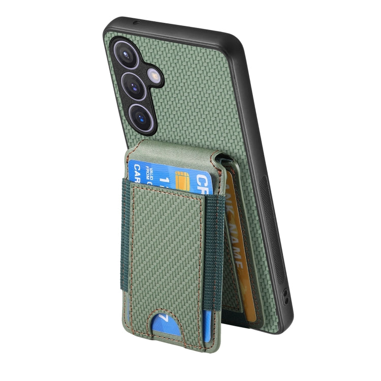 For Samsung Galaxy S24 5G Carbon Fiber Vertical Flip Wallet Stand Phone Case(Green) - HoMEdemic™ 
