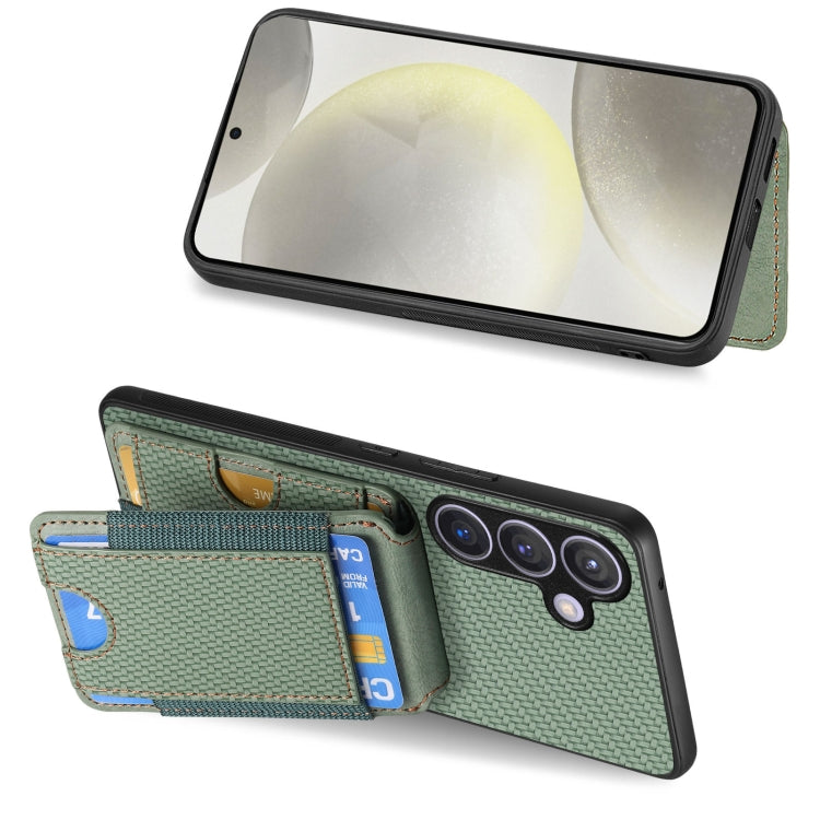 For Samsung Galaxy S24 5G Carbon Fiber Vertical Flip Wallet Stand Phone Case(Green) - HoMEdemic™ 