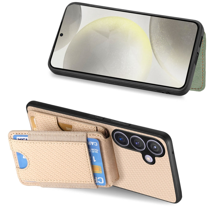 For Samsung Galaxy S24 5G Carbon Fiber Vertical Flip Wallet Stand Phone Case(Khaki) - HoMEdemic™ 