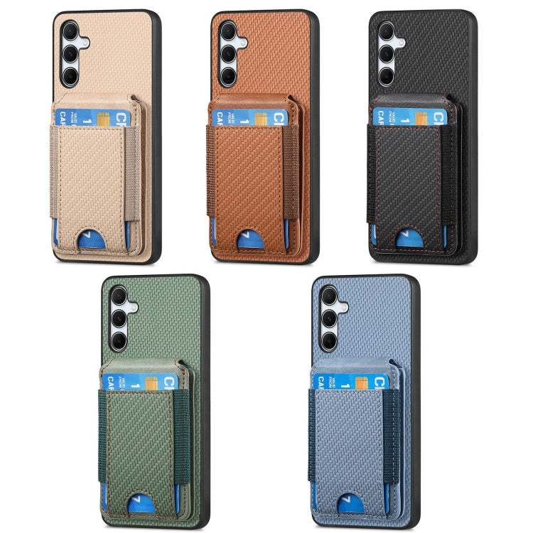 For Samsung Galaxy S24 5G Carbon Fiber Vertical Flip Wallet Stand Phone Case(Khaki) - HoMEdemic™ 