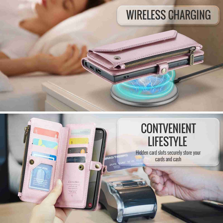 For Samsung Galaxy S24 5G CaseMe C36 Card Slots Zipper Wallet RFID Anti-theft Leather Phone Case(Pink) - HoMEdemic™ 
