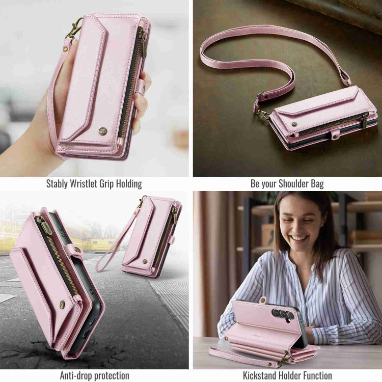 For Samsung Galaxy S24 5G CaseMe C36 Card Slots Zipper Wallet RFID Anti-theft Leather Phone Case(Pink) - HoMEdemic™ 