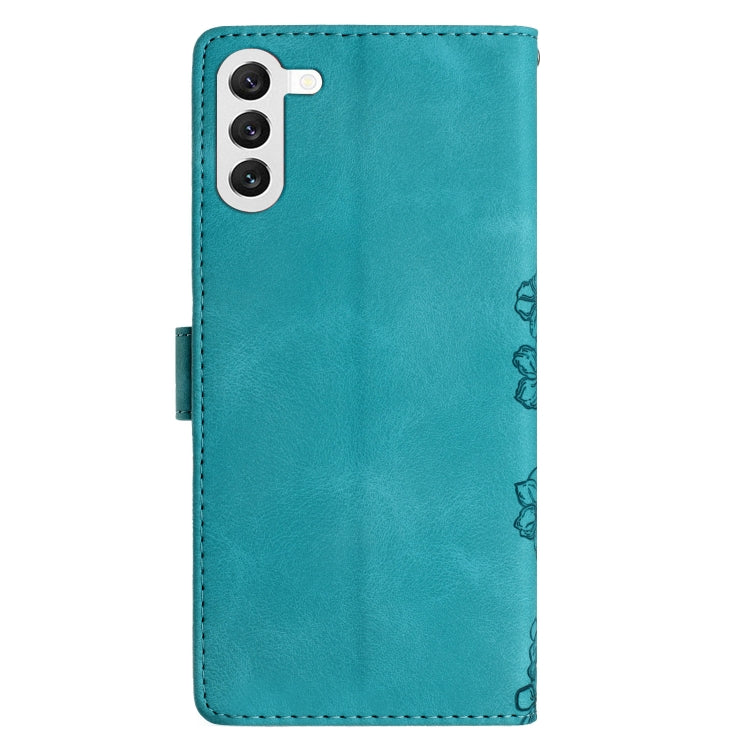 For Samsung Galaxy S24 5G Cherry Blossom Butterfly Skin Feel Embossed PU Phone Case(Green) - HoMEdemic™ 