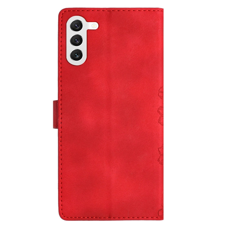 For Samsung Galaxy S24 5G Cherry Blossom Butterfly Skin Feel Embossed PU Phone Case(Red) - HoMEdemic™ 