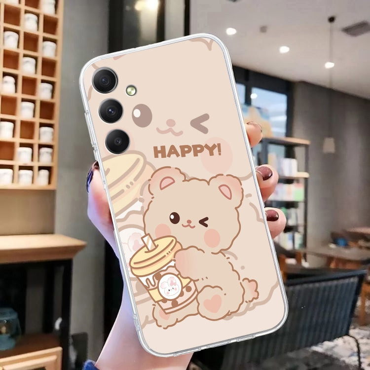 For Samsung Galaxy S24 5G Colored Drawing Pattern Transparent TPU Phone Case(Bear) - HoMEdemic™ 