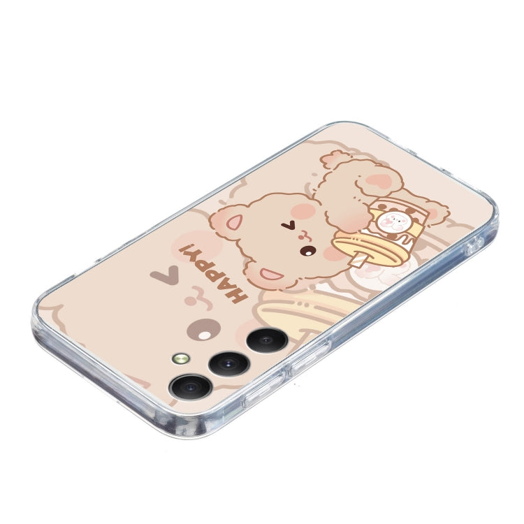 For Samsung Galaxy S24 5G Colored Drawing Pattern Transparent TPU Phone Case(Bear) - HoMEdemic™ 