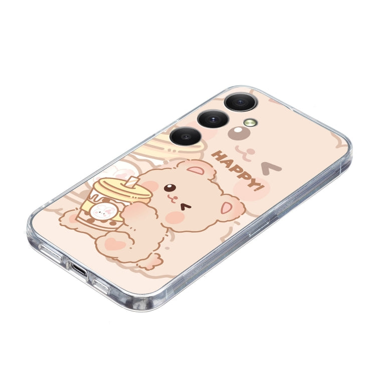 For Samsung Galaxy S24 5G Colored Drawing Pattern Transparent TPU Phone Case(Bear) - HoMEdemic™ 