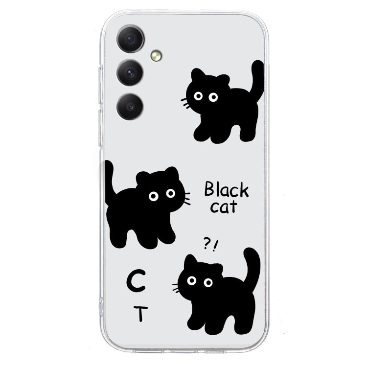 For Samsung Galaxy S24 5G Colored Drawing Pattern Transparent TPU Phone Case(Black Cat) - HoMEdemic™ 