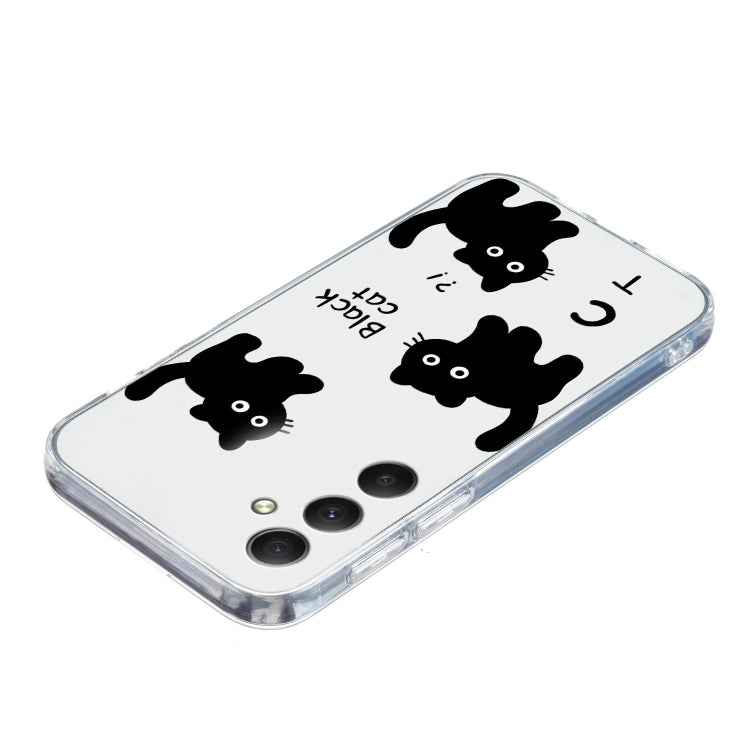 For Samsung Galaxy S24 5G Colored Drawing Pattern Transparent TPU Phone Case(Black Cat) - HoMEdemic™ 
