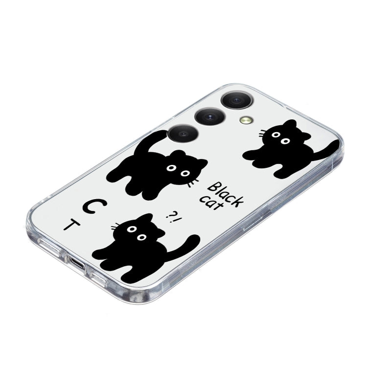 For Samsung Galaxy S24 5G Colored Drawing Pattern Transparent TPU Phone Case(Black Cat) - HoMEdemic™ 