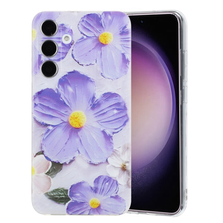 For Samsung Galaxy S24 5G Colorful Painting Pattern TPU Phone Case(Purple Flowers) - HoMEdemic™ 