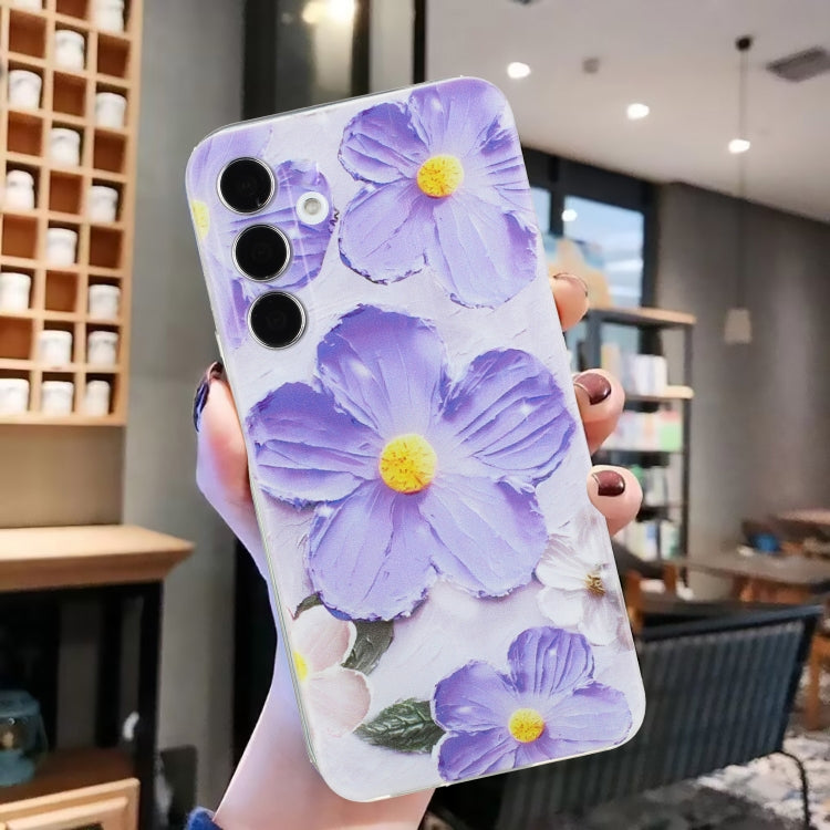 For Samsung Galaxy S24 5G Colorful Painting Pattern TPU Phone Case(Purple Flowers) - HoMEdemic™ 
