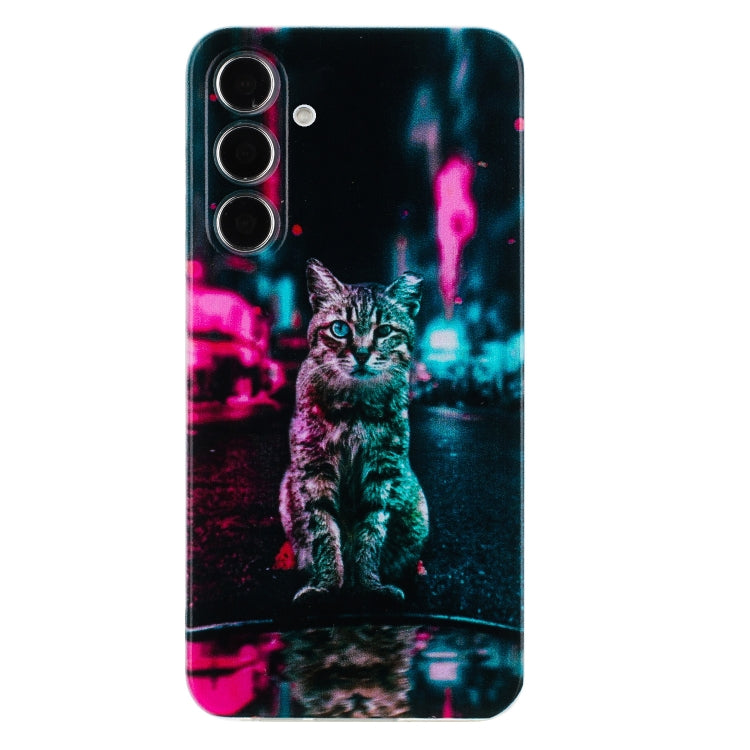 For Samsung Galaxy S24 5G Colorful Painting Pattern TPU Phone Case(Traffic Light Cat) - HoMEdemic™ 