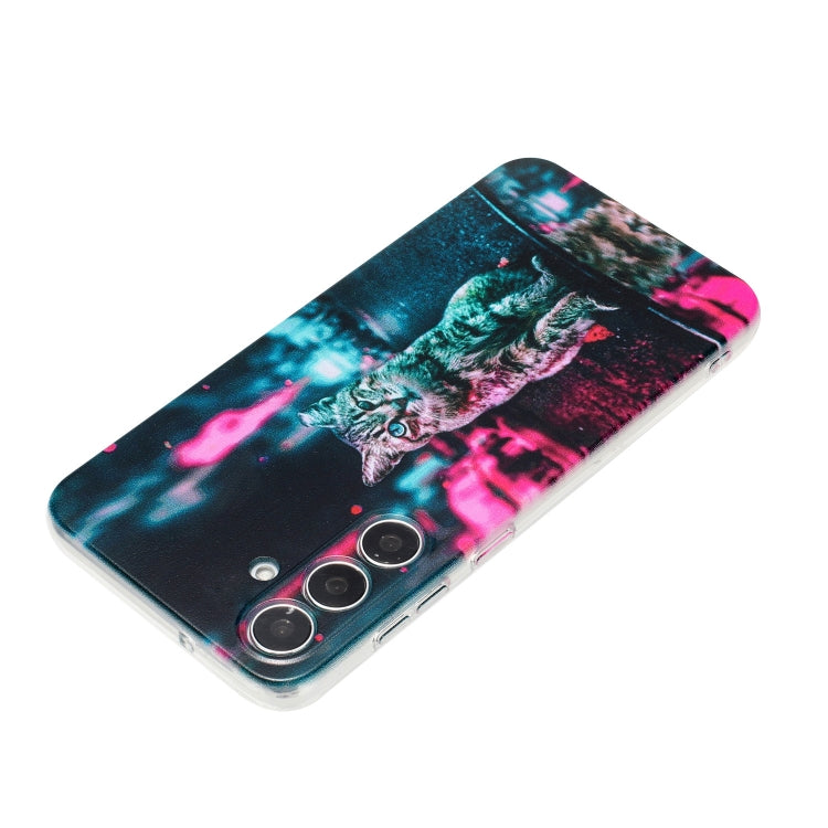 For Samsung Galaxy S24 5G Colorful Painting Pattern TPU Phone Case(Traffic Light Cat) - HoMEdemic™ 