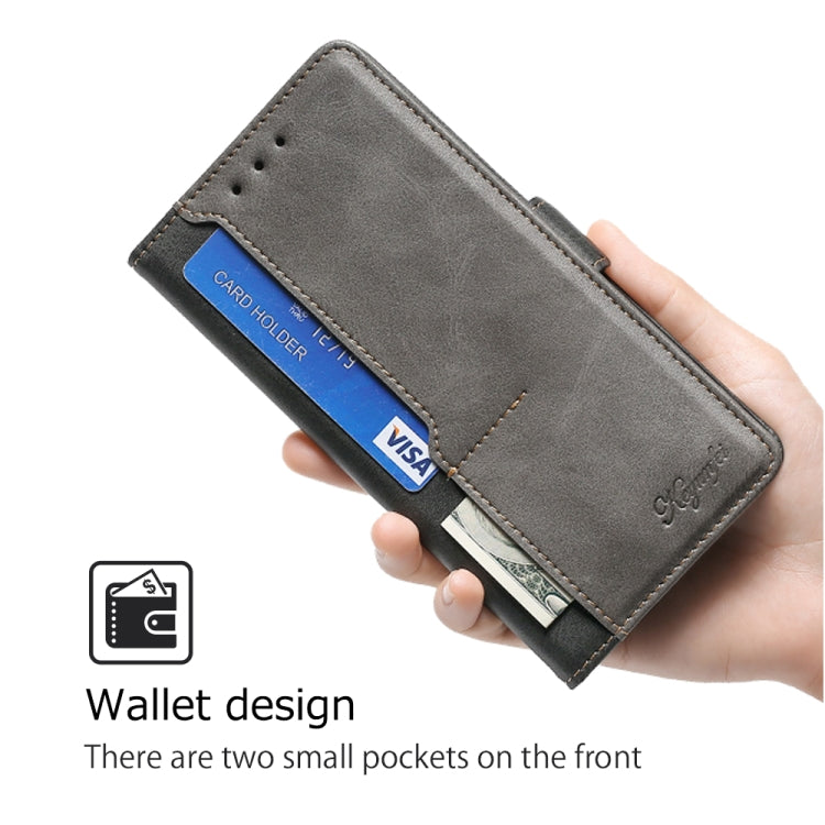 For Samsung Galaxy S24 5G Contrast Color Side Buckle Leather Phone Case(Black + Grey) - HoMEdemic™ 