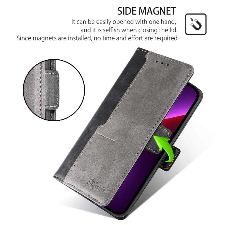 For Samsung Galaxy S24 5G Contrast Color Side Buckle Leather Phone Case(Black + Grey) - HoMEdemic™ 