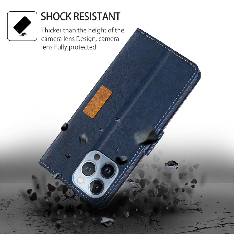 For Samsung Galaxy S24 5G Contrast Color Side Buckle Leather Phone Case(Blue + Grey) - HoMEdemic™ 