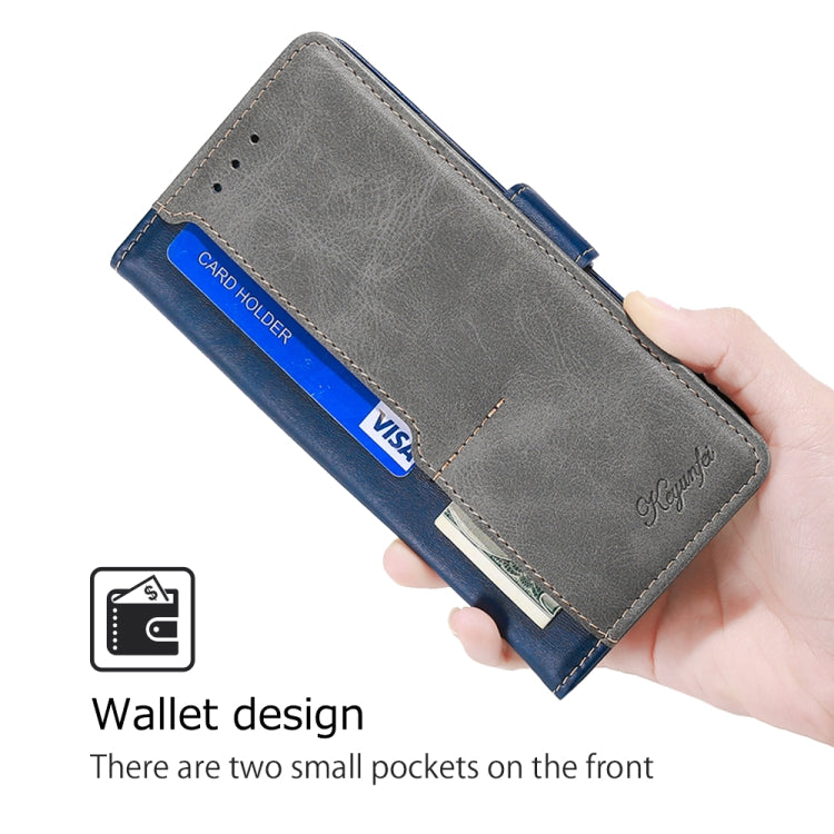 For Samsung Galaxy S24 5G Contrast Color Side Buckle Leather Phone Case(Blue + Grey) - HoMEdemic™ 