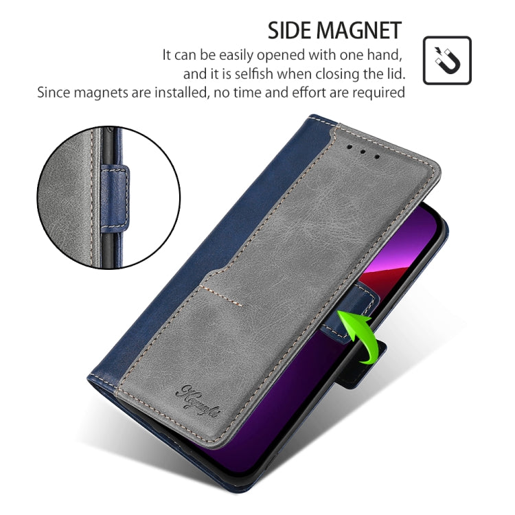 For Samsung Galaxy S24 5G Contrast Color Side Buckle Leather Phone Case(Blue + Grey) - HoMEdemic™ 