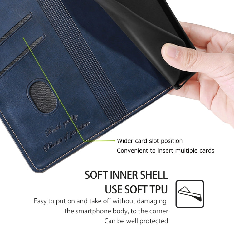 For Samsung Galaxy S24 5G Contrast Color Side Buckle Leather Phone Case(Blue + Grey) - HoMEdemic™ 