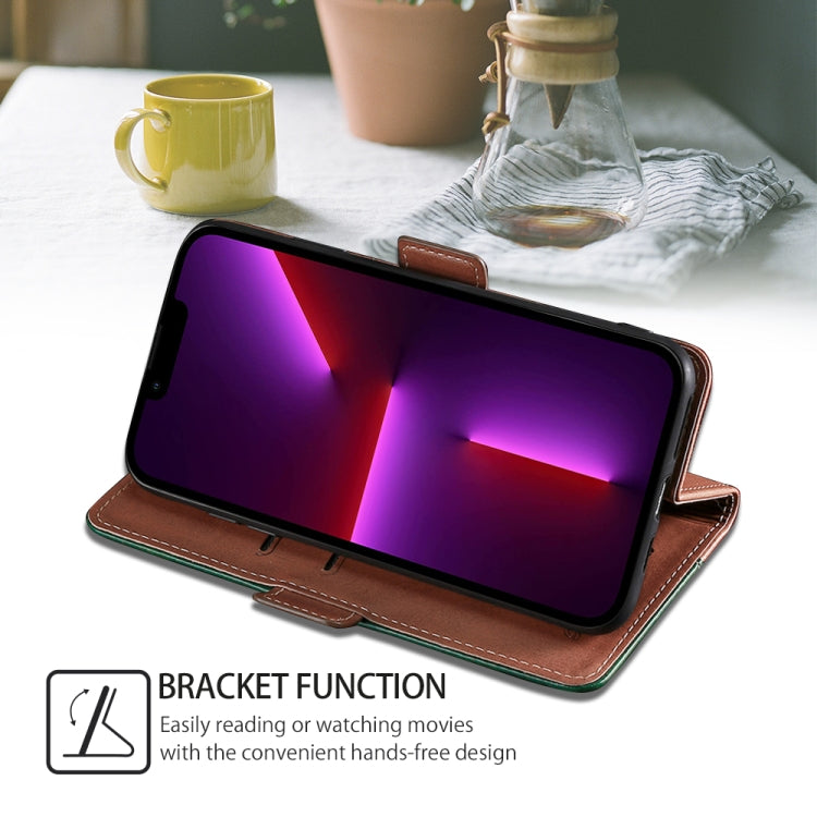 For Samsung Galaxy S24 5G Contrast Color Side Buckle Leather Phone Case(Light Brown + Green) - HoMEdemic™ 