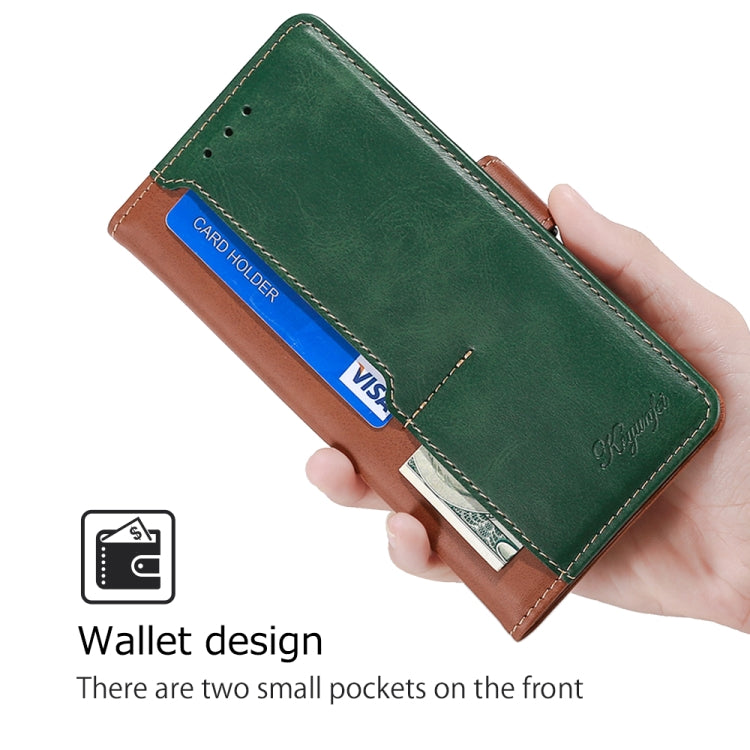 For Samsung Galaxy S24 5G Contrast Color Side Buckle Leather Phone Case(Light Brown + Green) - HoMEdemic™ 