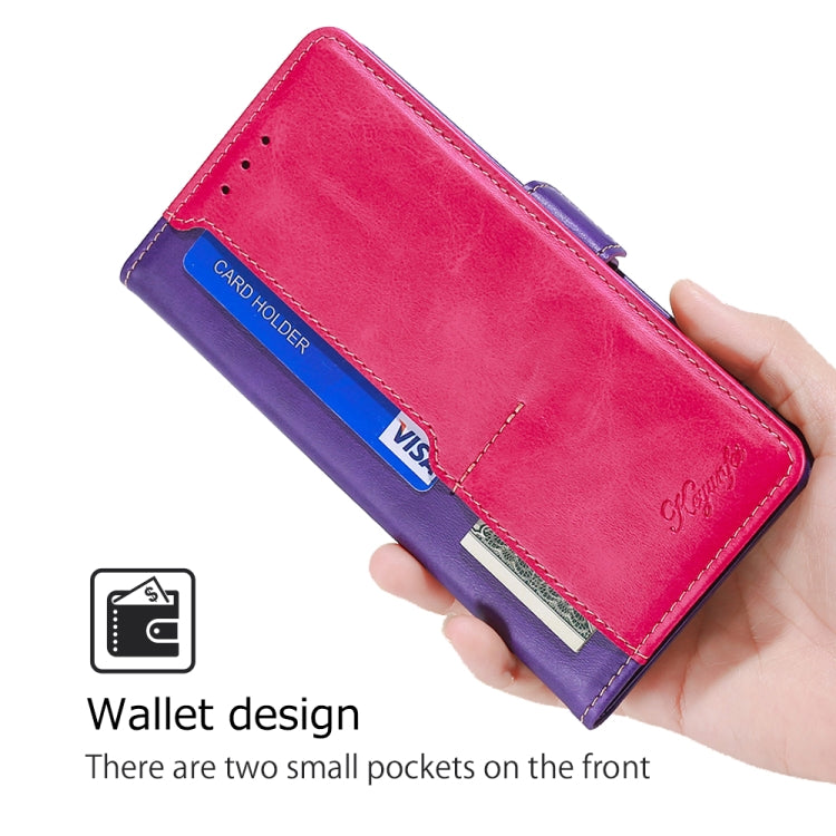 For Samsung Galaxy S24 5G Contrast Color Side Buckle Leather Phone Case(Purple + Rose Red) - HoMEdemic™ 