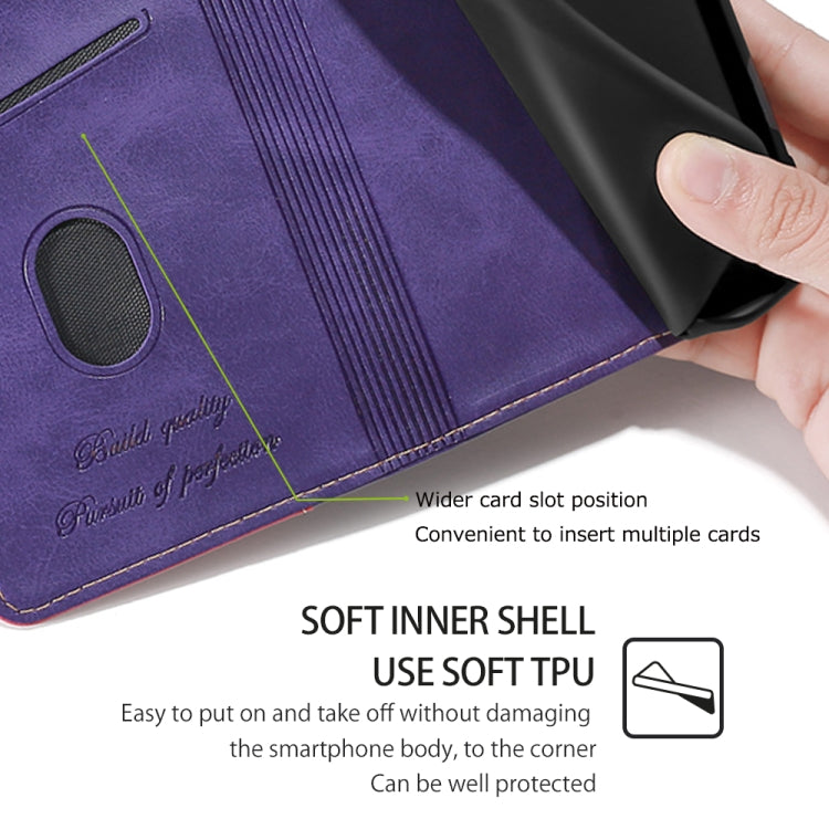 For Samsung Galaxy S24 5G Contrast Color Side Buckle Leather Phone Case(Purple + Rose Red) - HoMEdemic™ 